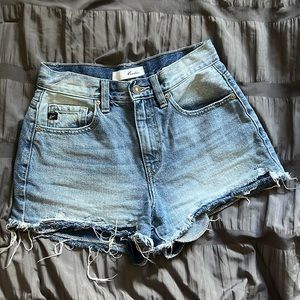 Distressed denim shorts